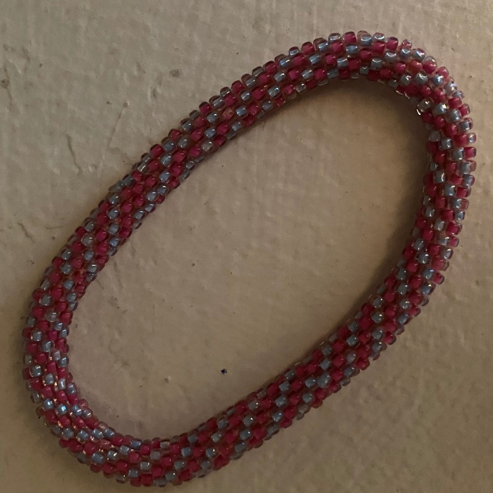 Pastel pink & blue woven bracelet